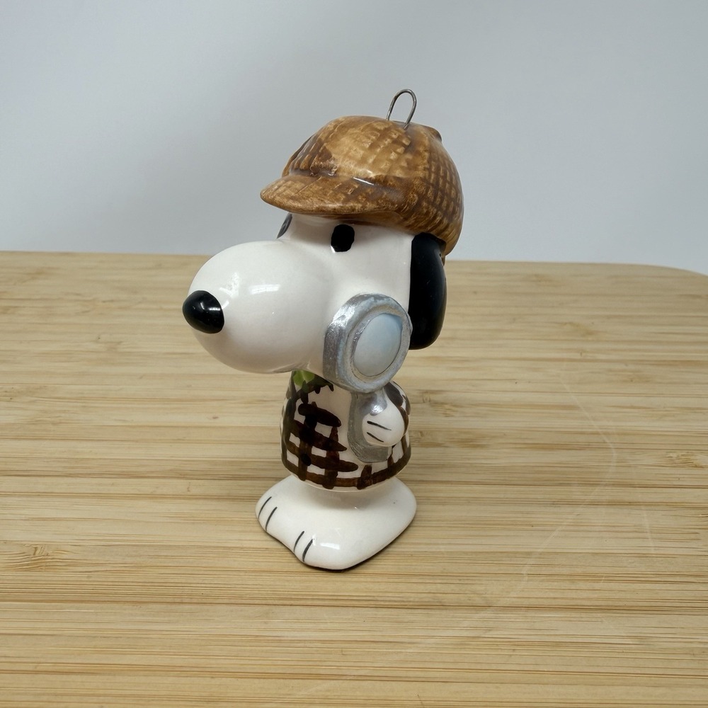 Vintage Snoopy Ceramic Sherlock Holmes Dectective Ornament Japan UFS Magnifying